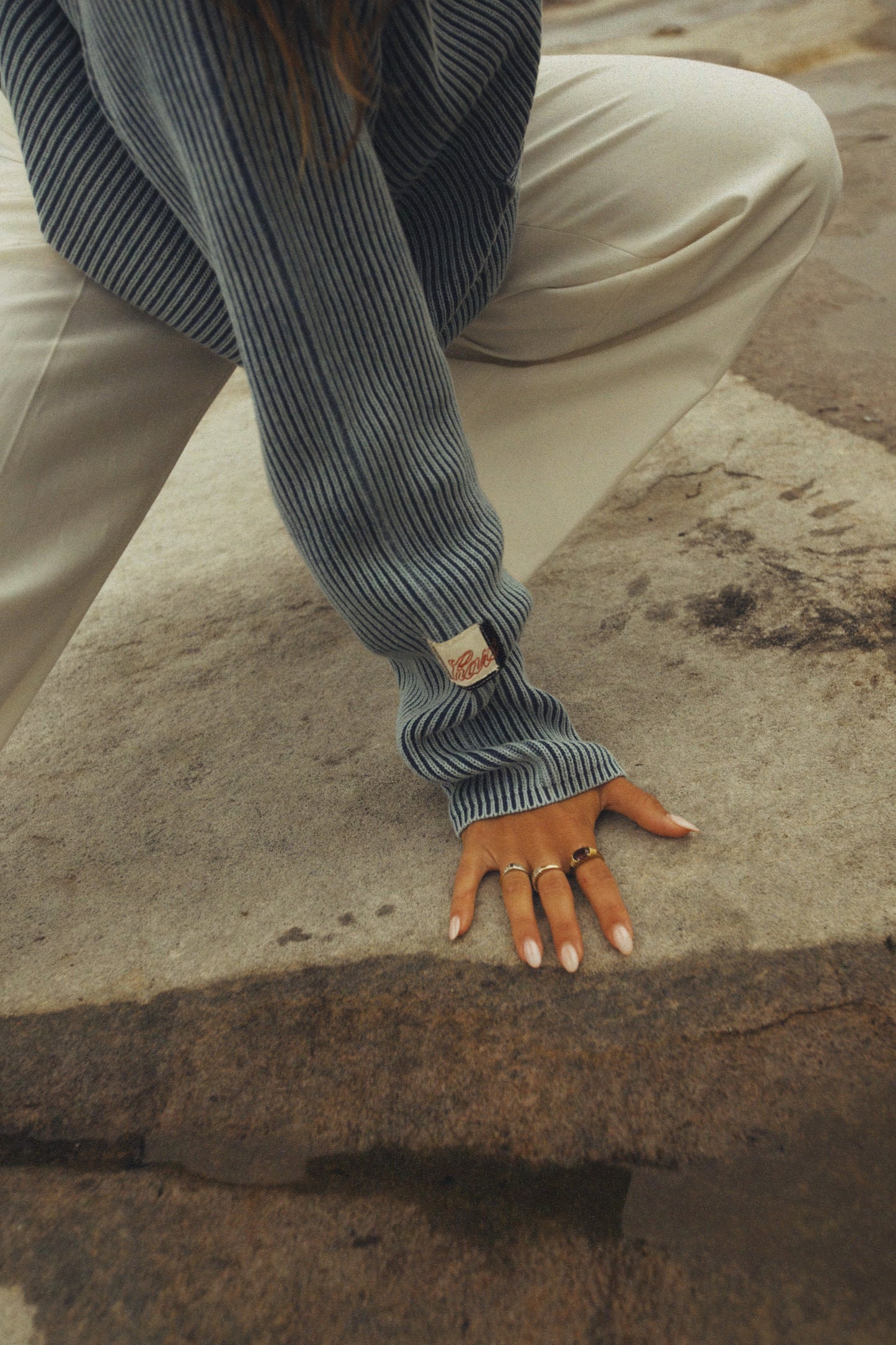 PRE-ORDER: WORKSHOP TRACK KNIT - WASHED BLUE