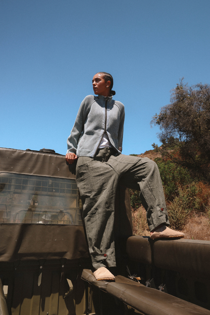 WORKSHOP ORGANIC COTTON TRACK KNIT - WASHED BLUE