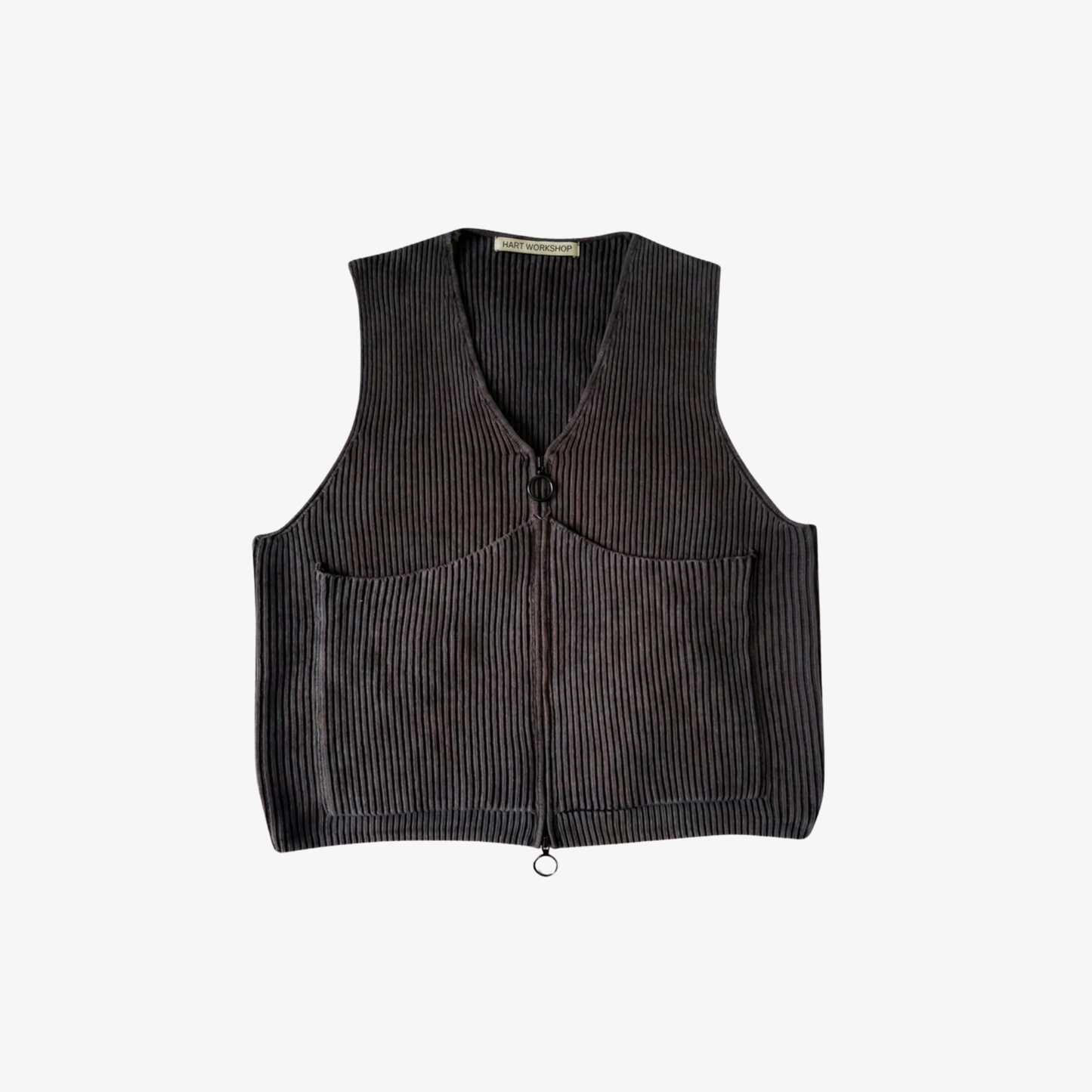 KNITTED UTILITY VEST - BLACK