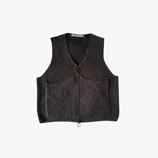 KNITTED UTILITY VEST - BLACK