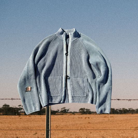 PRE-ORDER: WORKSHOP TRACK KNIT - WASHED BLUE